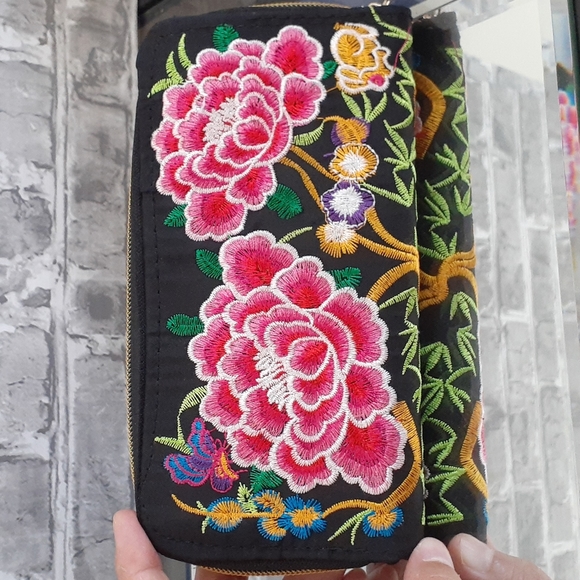 EUC Embroidered Floral Wallet - Picture 2 of 7